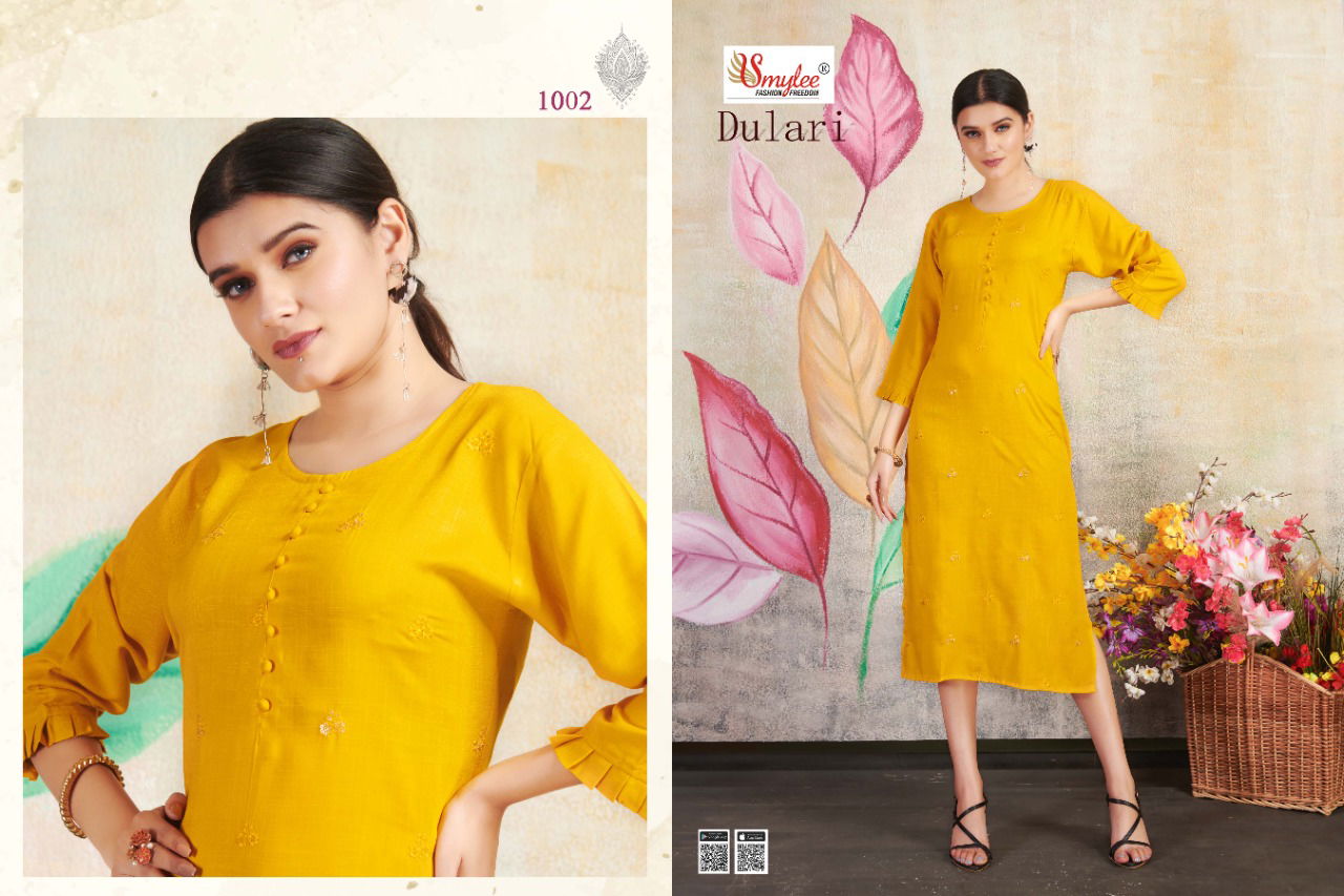 Smylee Dulari heavy Rayon Designer Kurti Regular Wear Reyon Kurtis Collections Available in wholesale price